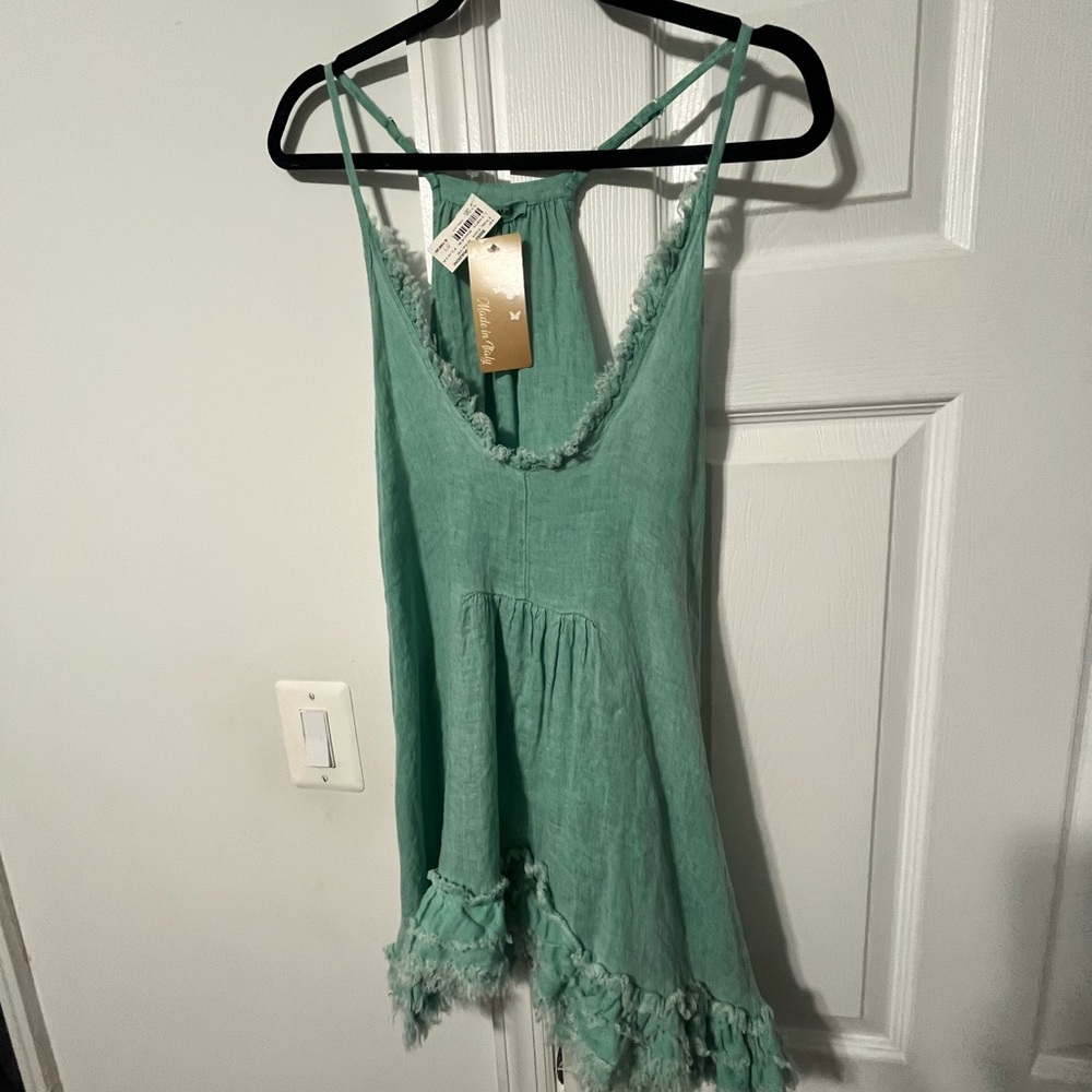 Made in Italy linen racerback flair tank top